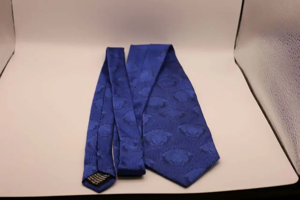 Gianni Versace Vintage 100% Silk Blue Medusa Head Pattern Necktie